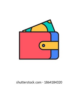 wallet icon vector filled outline. isolated on white background