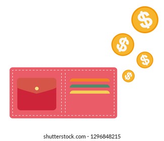 Wallet icon. Vector flat wallet illustration.