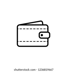 Wallet Icon Vector in Flat & Line Art Style on White Isolated Background.