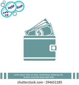 Wallet icon, vector illustration