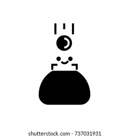 wallet icon, vector illustration, black sign on isolated background