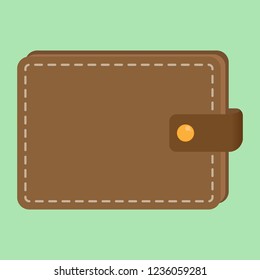 Wallet icon. Vector illustration of brown purse. Logo wallet.