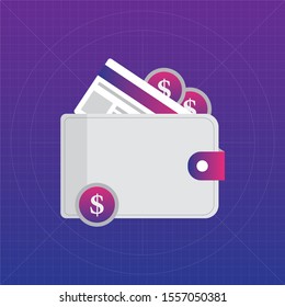 Wallet icon vector illustration colorful style.