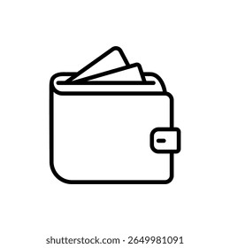 ícone Wallet, ilustração vetorial. Estilo de design de preenchimento. Ícone Moeda. Símbolo de riqueza. Moeda ou sinal de compra. Varejo. Bolsa.