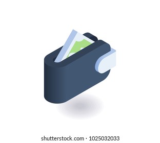 Wallet icon. Vector illustration in flat isometric 3D style.