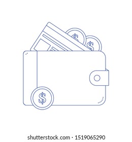 Wallet icon vector illustration flat style. Concept of line icon