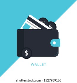 Wallet icon vector illustration flat style. Concept of flat icon