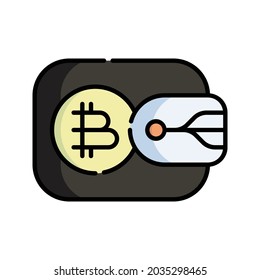 Wallet Icon Vector Illustration. Flat Outline Cartoon. Cryptocurrency Market Icon Concept Isolated Premium Vector