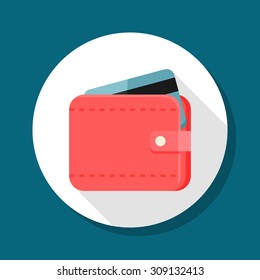 Wallet icon, vector illustration. Flat design style with long shadow,eps10