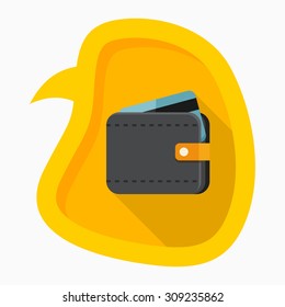 Wallet icon, vector illustration. Flat design style with long shadow,eps10