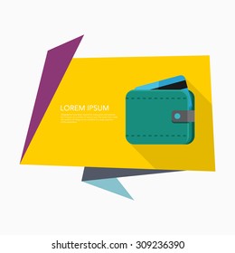 Wallet icon, vector illustration. Flat design style with long shadow,eps10
