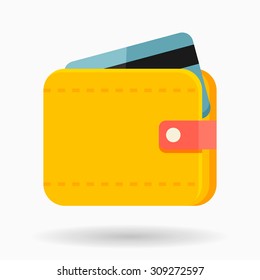 Wallet icon, vector illustration. Flat design style with long shadow,eps10