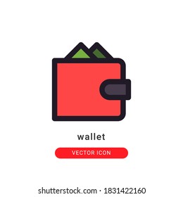 wallet icon vector illustration. wallet icon lineal color design.
