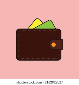 ilustración vectorial de icono de cartera con fondo rosado.