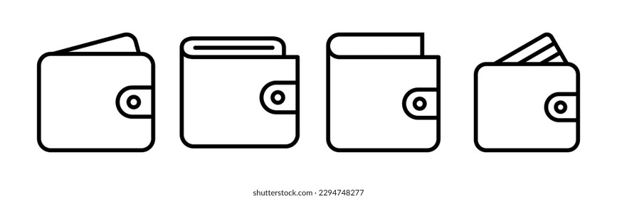 Geldbeutel-Symbol, Vektorgrafik. Brieftaschenzeichen und -symbol