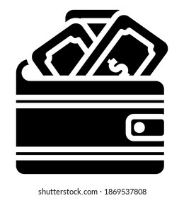 Wallet icon vector illustration in solid style for any projects, use for website mobile app presentation