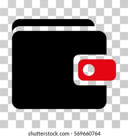Wallet icon. Vector illustration style is flat iconic bicolor symbol, intensive red and black colors, transparent background. Designed for web and software interfaces.