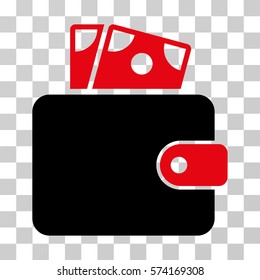 Wallet icon. Vector illustration style is flat iconic bicolor symbol, intensive red and black colors, transparent background. Designed for web and software interfaces.
