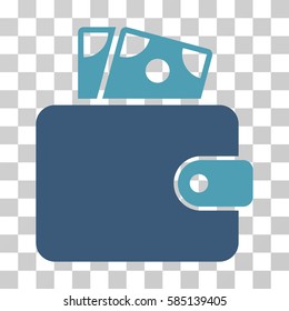 Wallet icon. Vector illustration style is flat iconic bicolor symbol, cyan and blue colors, transparent background. Designed for web and software interfaces.