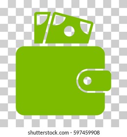 Wallet icon. Vector illustration style is flat iconic symbol, eco green color, transparent background. Designed for web and software interfaces.
