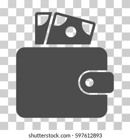 Wallet icon. Vector illustration style is flat iconic symbol, gray color, transparent background. Designed for web and software interfaces.