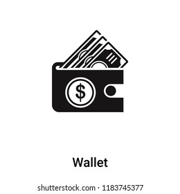 Wallet icon vector isolated on white background, logo concept of Wallet sign on transparent background, filled black symbol
