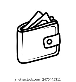 Icono de billetera Vector line art aislado