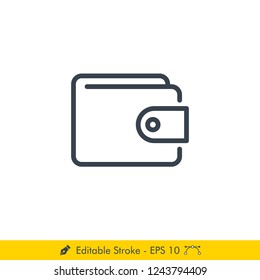 Wallet Icon / Vector - In Line / Stroke Design