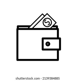 wallet icon vector with money