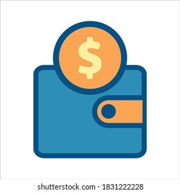 vector de icono de cartera. cartera con icono de dinero .concepto vectorial de estilo de diseño plano