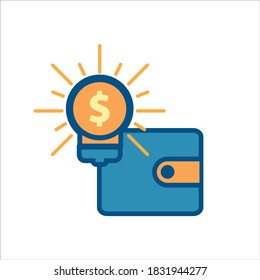 wallet icon vector. wallet with money and idea icon .flat design style payment icon vector concept