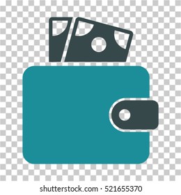 Wallet icon. Vector pictogram style is a flat symbol, color, chess transparent background. Designed for software and web interface toolbars and menus.