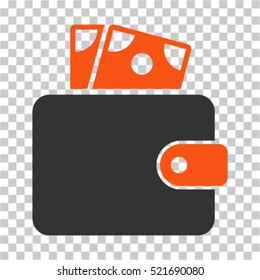 Wallet icon. Vector pictogram style is a flat symbol, color, chess transparent background. Designed for software and web interface toolbars and menus.