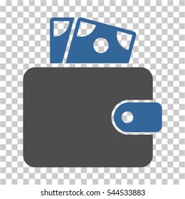 Wallet icon. Vector pictograph style is a flat symbol, color, chess transparent background. Designed for software and web interface toolbars and menus.