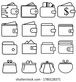 Wallet icon vector set. Purse with money illustration sign collection. Coins symbol. online payment logo.