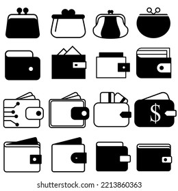 Wallet icon vector set. Purse with money illustration sign collection. Coins symbol. online payment logo.