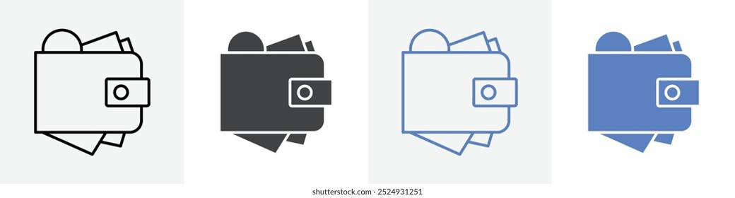 Conjunto de Vector de icono de billetera para el Web