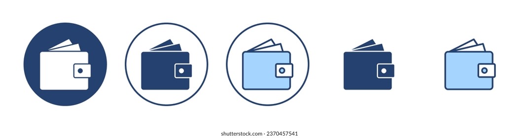 Geldbeutel-Symbol, Vektorgrafik. Brieftaschenzeichen und -symbol