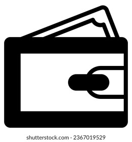 Wallet icon vector. Simple icon in solid line style, suitable for graphic design, website and mobile app