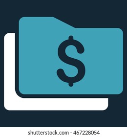 Wallet icon. Vector style is bicolor flat iconic symbol with rounded angles, blue and white colors, dark blue background.
