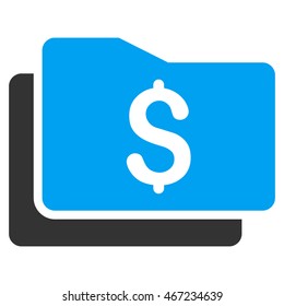 Wallet icon. Vector style is bicolor flat iconic symbol with rounded angles, blue and gray colors, white background.