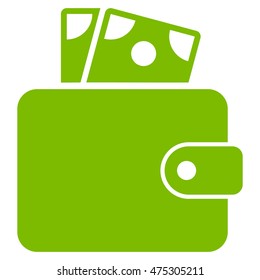 Wallet icon. Vector style is flat iconic symbol with rounded angles, eco green color, white background.