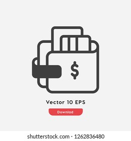 Wallet icon vector. Wallet symbol. Linear style sign for mobile concept and web design. Wallet symbol illustration. Pixel vector graphics - Vector.
