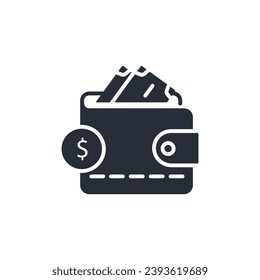 wallet icon. vector.Editable stroke.linear style sign for use web design,logo.Symbol illustration.