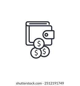 icono de la billetera. Vector. Trazo editable. signo de estilo lineal para uso Diseño web, logotipo. Ilustración de símbolo.