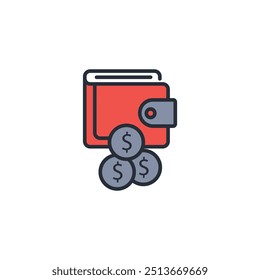 wallet icon. vector.Editable stroke.linear style sign for use web design,logo.Symbol illustration.