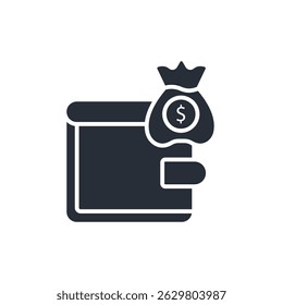 icono de la billetera. Vector. Trazo editable. signo de estilo lineal para uso Diseño web, logotipo. Ilustración de símbolo.