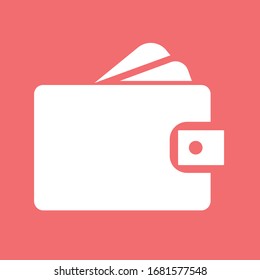 Icono de billetera. Para sitios web y aplicaciones. Imagen de fondo rojo. Ilustración vectorial de línea plana. EPS 10