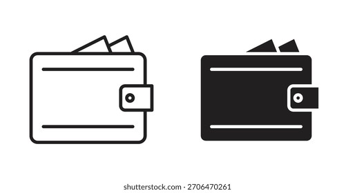 Ícone da carteira para sites e design plano minimalista móvel.