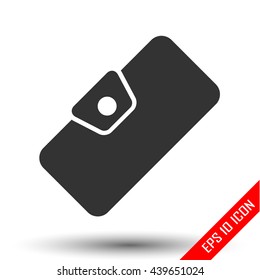 Wallet icon. Woman's wallet sign. Simple flat logo of wallet on white background. Vector illustration.
